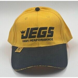 JEGS High Performance Hat Baseball Cap Yellow Black Embroidered Adjustable Strap